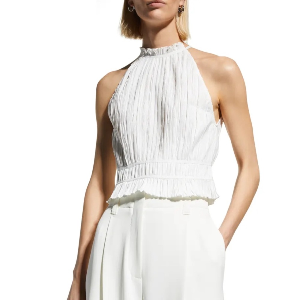 Zeus and Dione Elis Ruffle Plisse Crop Top | US 0 EU 34